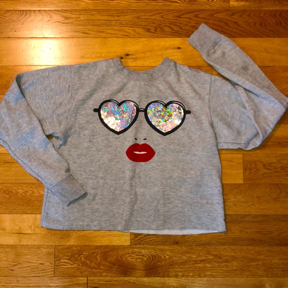 Cropped Crew Sweatshirt with Sequins detail